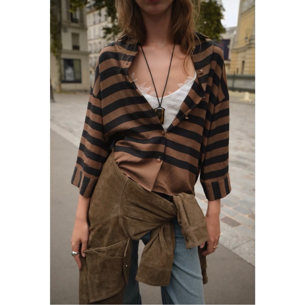 NWOT Zara Striped Shirt size Medium